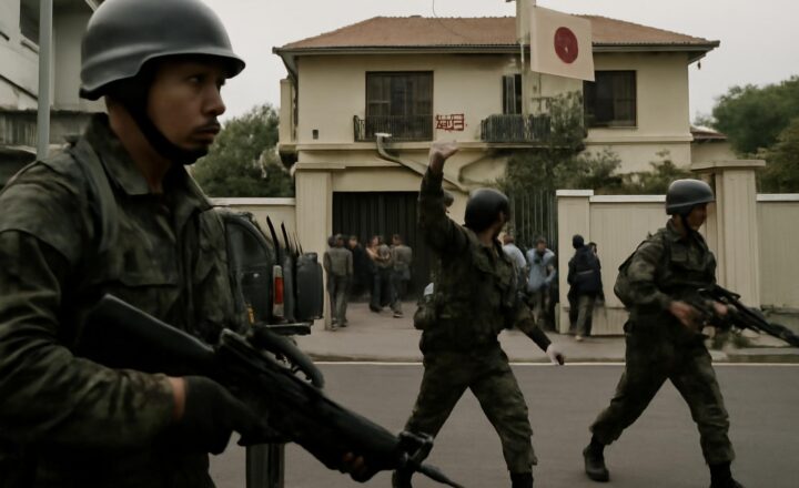 Comandos peruanos durante el rescate de los rehenes en la residencia del embajador de Japón en Lima en 1997