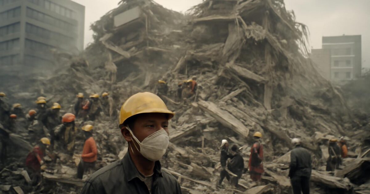 Equipos de rescate trabajan entre los escombros de los grandes almacenes Sampoong tras su derrumbe en Seúl en 1995
