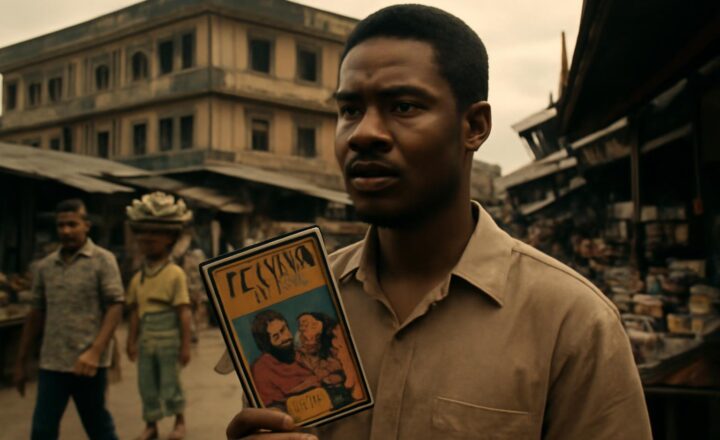 Carátula de la película nigeriana Living in Bondage de 1992, obra asociada al nacimiento del cine de vídeo de Nollywood