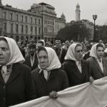 Madres de Plaza de Mayo reunidas alrededor de la Pirámide de Mayo en Buenos Aires durante una ronda por sus hijos desaparecidos