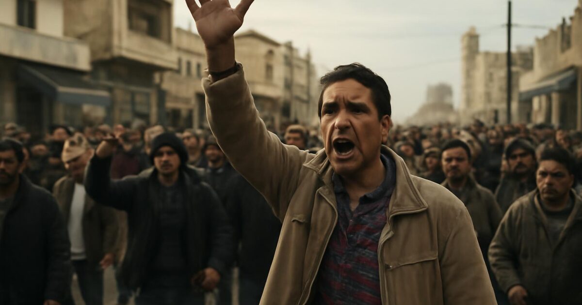 Retrato de Mohamed Bouazizi junto a una imagen de las protestas de Sidi Bouzid que iniciaron la Revolución tunecina