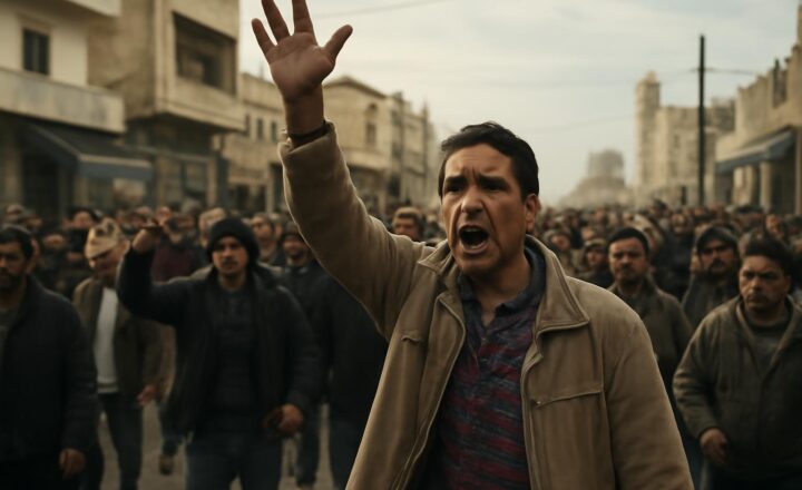 Retrato de Mohamed Bouazizi junto a una imagen de las protestas de Sidi Bouzid que iniciaron la Revolución tunecina