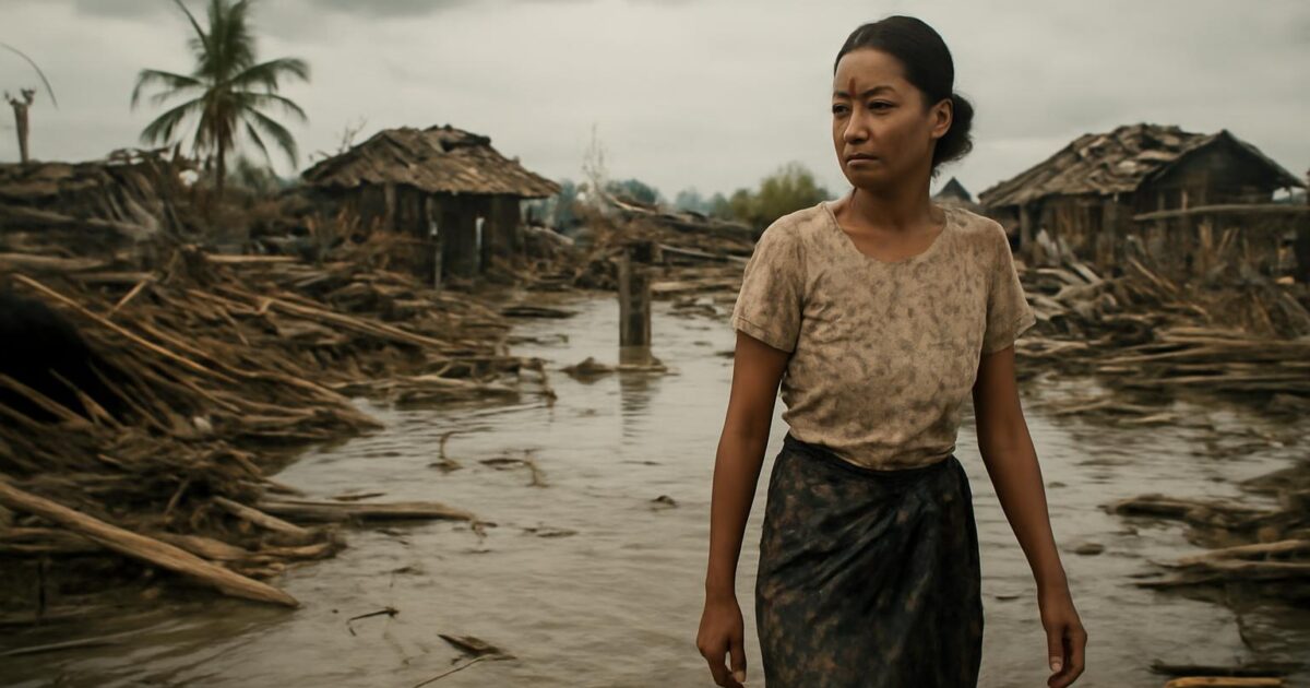 Inundaciones y destrucción en el delta del Irrawaddy tras el ciclón Nargis de 2008