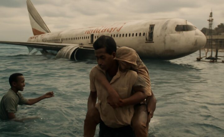 Restos del vuelo 961 de Ethiopian Airlines frente a la costa de Grande Comore tras el amerizaje de 1996