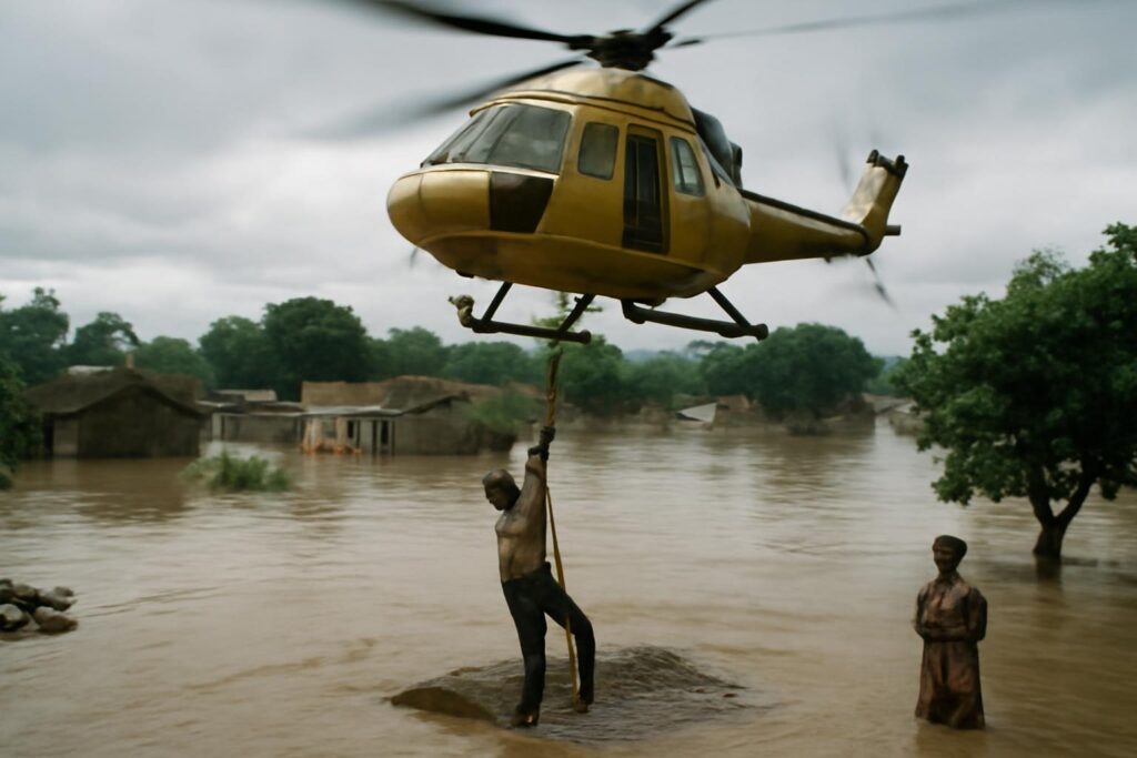 Rescate de personas atrapadas por las inundaciones de Mozambique tras el ciclón Eline en 2000