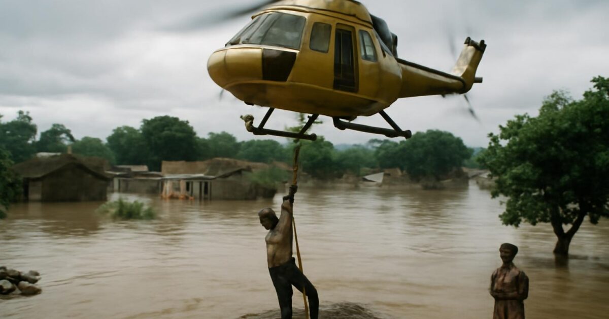 Rescate de personas atrapadas por las inundaciones de Mozambique tras el ciclón Eline en 2000
