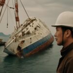 El ferry Sewol reflotado durante las operaciones de recuperación frente a la costa de Jindo