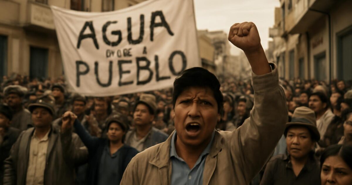 Manifestantes en una calle de Cochabamba durante las protestas contra la privatización del agua en abril de 2000