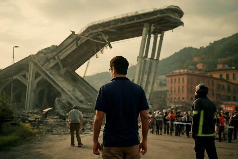 Restos del puente Morandi tras el colapso del viaducto Polcevera en Génova en agosto de 2018
