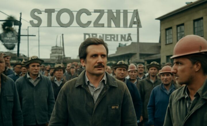 Trabajadores reunidos en la entrada del astillero de Gdańsk durante la huelga de agosto de 1980