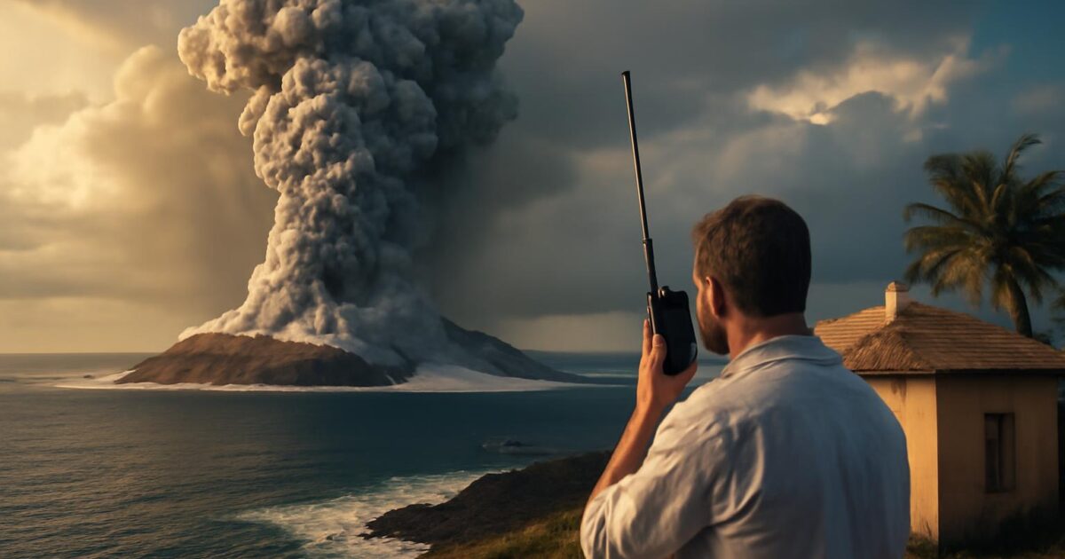 Columna eruptiva del volcán submarino Hunga Tonga-Hunga Ha'apai sobre el Pacífico el 15 de enero de 2022
