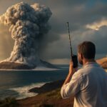 Columna eruptiva del volcán submarino Hunga Tonga-Hunga Ha'apai sobre el Pacífico el 15 de enero de 2022