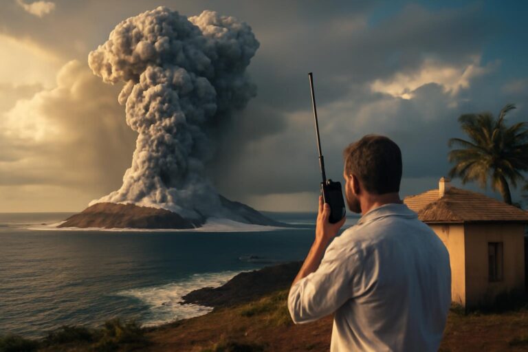 Columna eruptiva del volcán submarino Hunga Tonga-Hunga Ha'apai sobre el Pacífico el 15 de enero de 2022