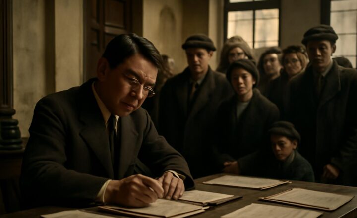 Retrato de Chiune Sugihara, diplomático japonés que emitió visas de tránsito a refugiados en Kaunas durante 1940