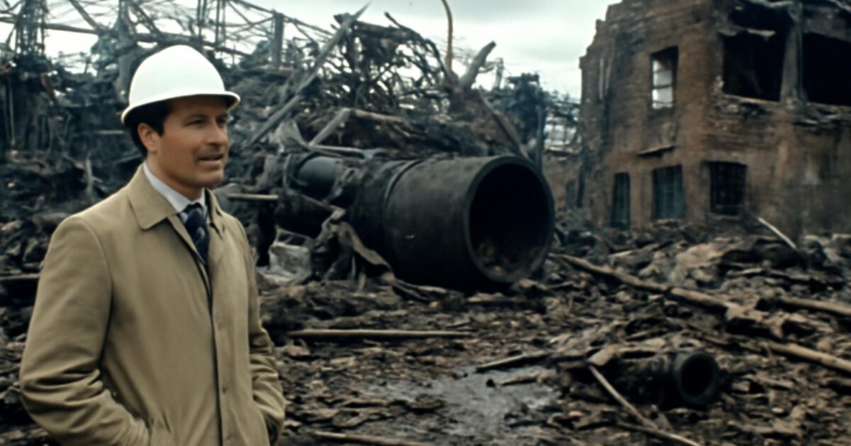 Restos de la planta química de Nypro tras la explosión de Flixborough en 1974