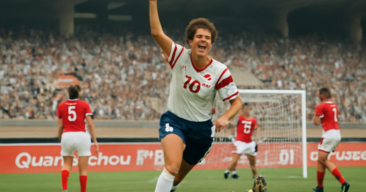 Jugadoras de Estados Unidos celebran la victoria en la primera final del Mundial femenino de 1991 en Guangzhou