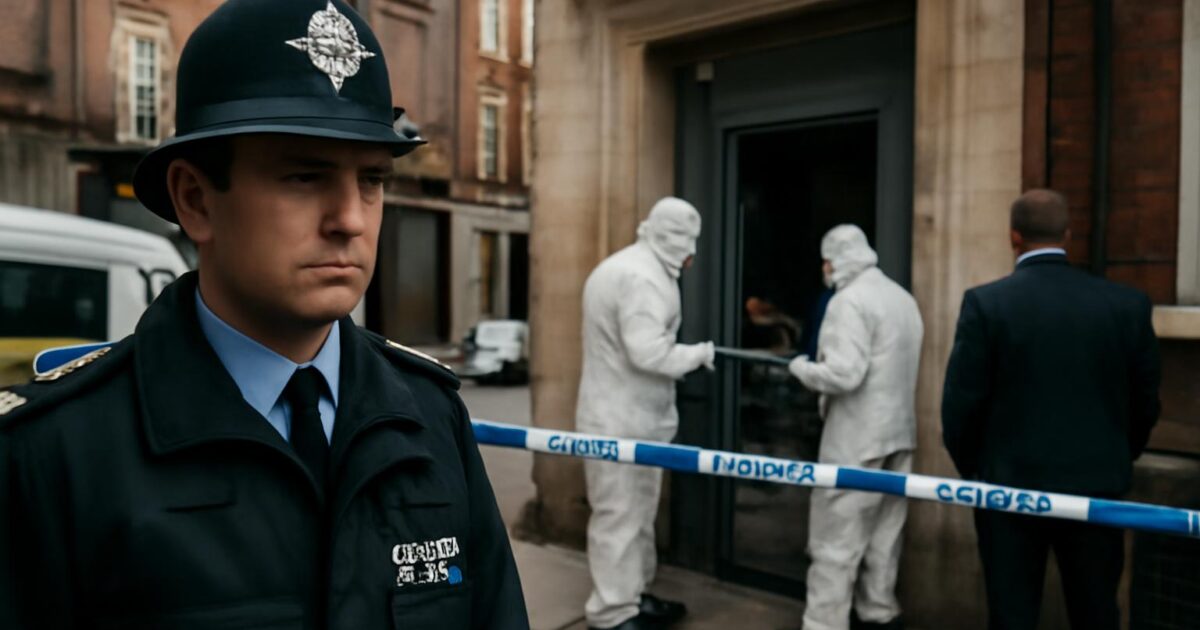 Policías y periodistas frente al edificio de Hatton Garden tras el robo de la cámara acorazada en Londres en abril de 2015