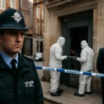 Policías y periodistas frente al edificio de Hatton Garden tras el robo de la cámara acorazada en Londres en abril de 2015