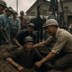 Rescatistas trabajan sobre la mina de Sheppton en 1963 para extraer a dos mineros atrapados bajo tierra