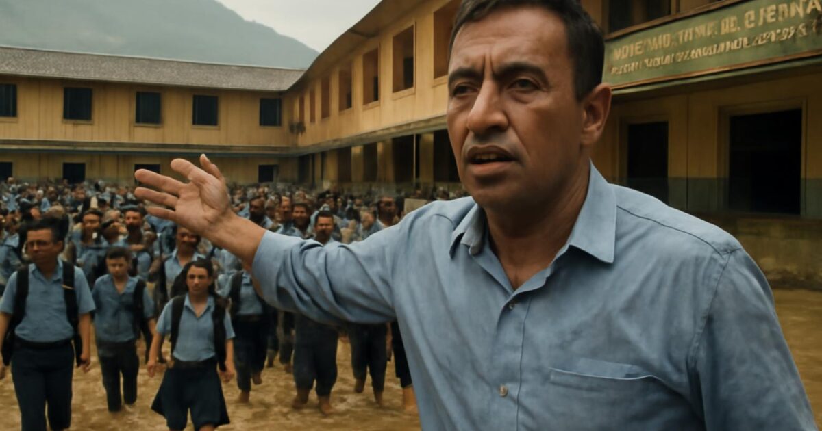 Estudiantes evacuados de una escuela en Nuwakot, Nepal, antes de la riada del 26 de agosto de 2026