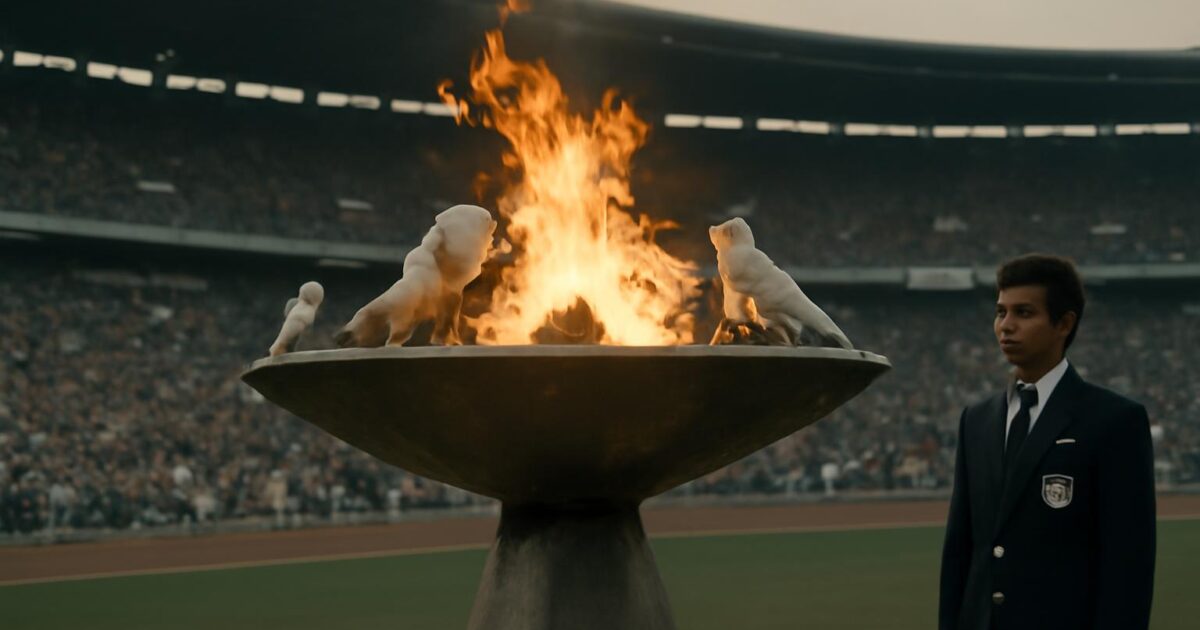 Palomas blancas alrededor del pebetero durante la ceremonia inaugural de los Juegos Olímpicos de Seúl 1988