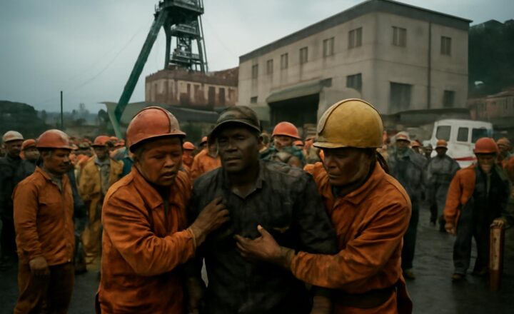 Rescatistas ayudan a salir a mineros de la mina Zhijian tras permanecer atrapados durante una inundación en Henan en 2007