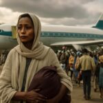 Familias judías etíopes embarcando en Addis Abeba durante la Operación Salomón de mayo de 1991