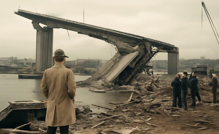 Restos del tramo del puente West Gate tras su colapso durante la construcción en Melbourne el 15 de octubre de 1970