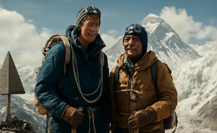 Tenzing Norgay en la cima del Everest durante el primer ascenso confirmado de 1953